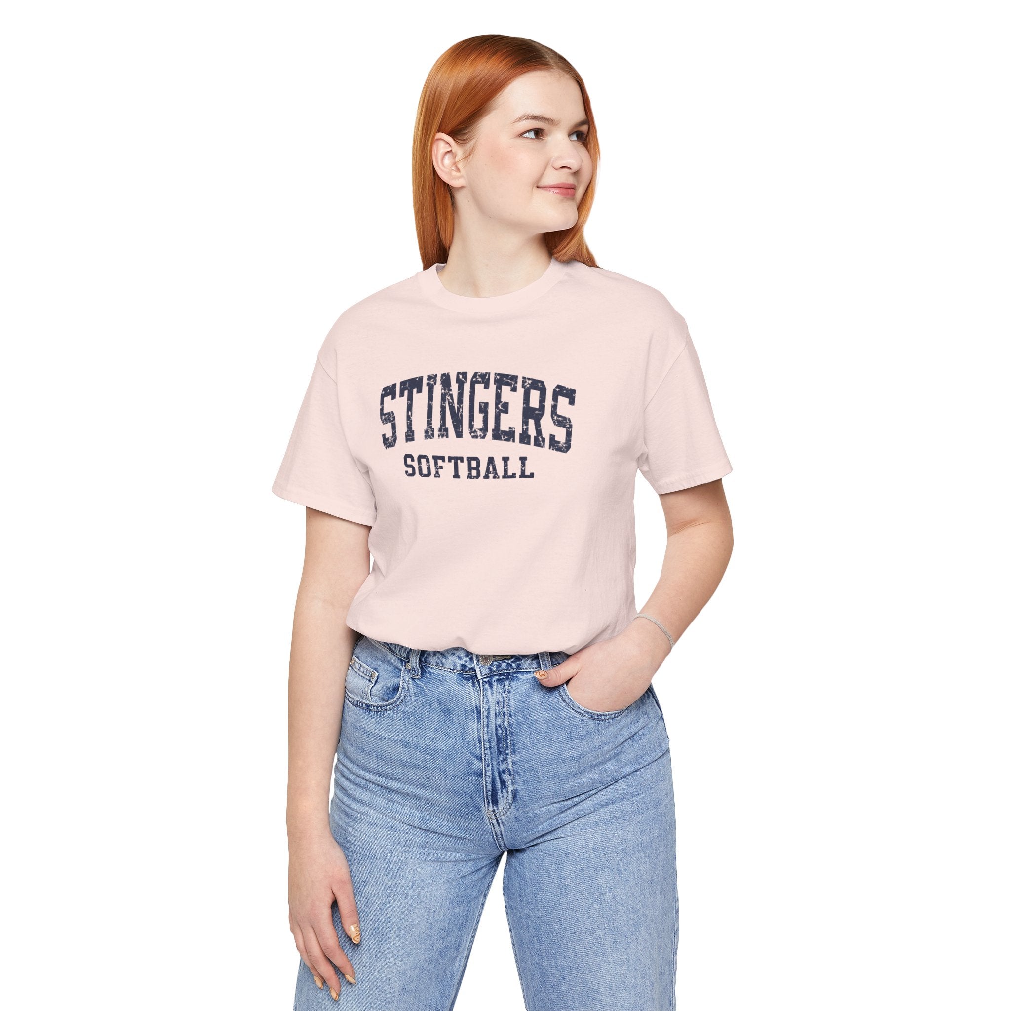Adult Unisex Stingers Softball Vintage Distressed Graphic Short Sleeve Bella + Canvas Soft Tee