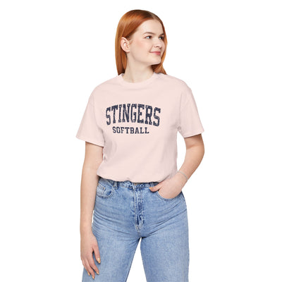 Adult Unisex Stingers Softball Vintage Distressed Graphic Short Sleeve Bella + Canvas Soft Tee