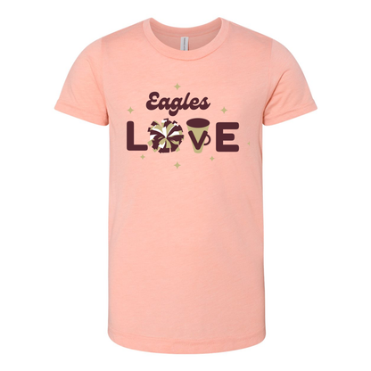 Youth Super Soft Eagles Cheer Love Short Sleeve Graphic Tee - New Albany Eagles