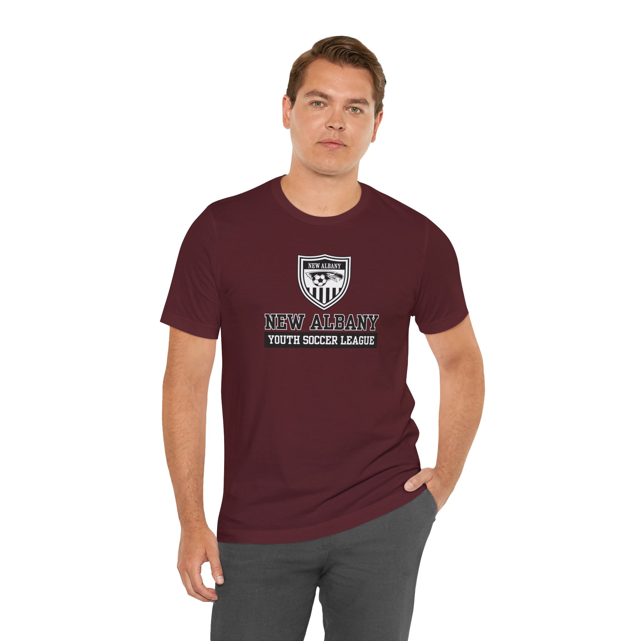 Adult Unisex New Albany Youth Soccer League Game Day Graphic Short Sleeve Bella + Canvas Soft Tee