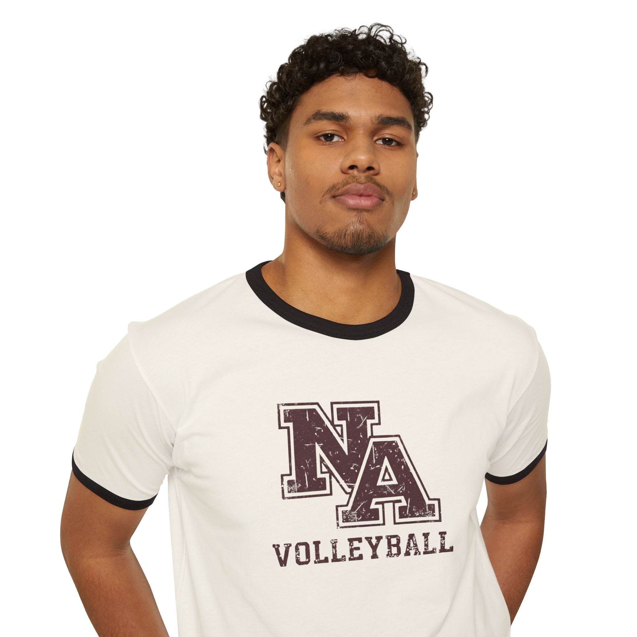 Adult Unisex New Albany Volleyball Vintage Vibe Logo Graphic Short Sleeve Ringer Tee