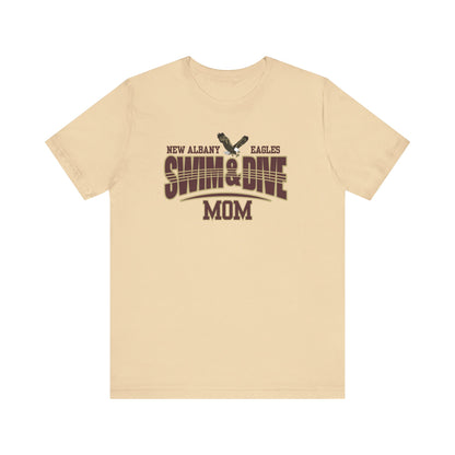 Women's Swim & Dive Dual Tone Eagles Effect Mom Graphic Short Sleeve Soft Tee