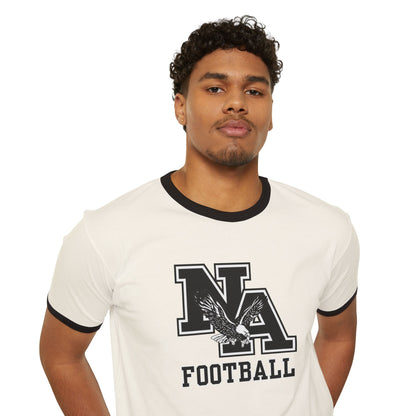 Adult Unisex Classic Logo Black Football Graphic Short Sleeve Ringer Tee