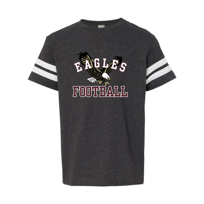 Youth Flying Football Eagle Graphic Short Sleeve Football Ringer Tee