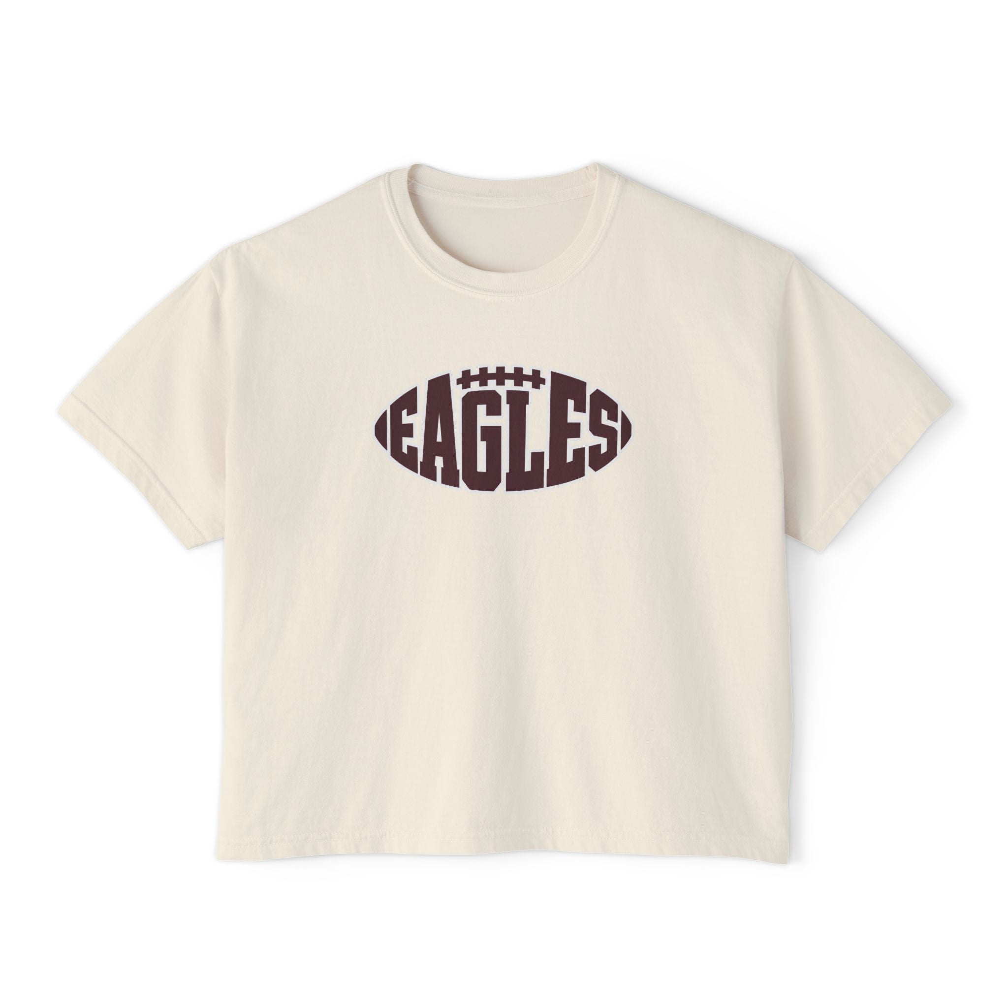 Women's New Albany Football Eagle Ball Graphic  Boxy Crop Short Sleeve Tee