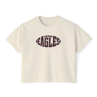 Women's New Albany Football Eagle Ball Graphic  Boxy Crop Short Sleeve Tee