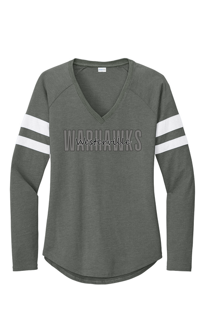 Women's Halftime Stripe V-Neck Tee