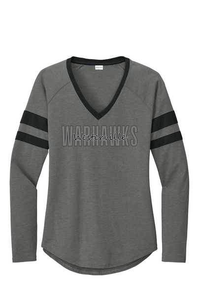 Women's Halftime Stripe V-Neck Tee