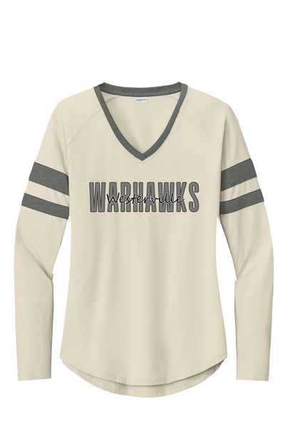 Women's Halftime Stripe V-Neck Tee