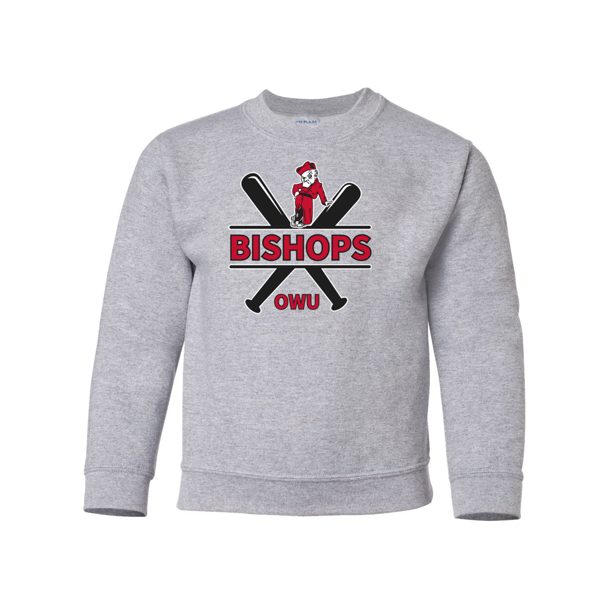 Youth Bishops Baseball Crossbat Graphic Sweatshirt - Ohio Wesleyan University