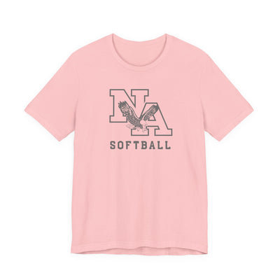 Adult Unisex New Albany Grey Tonal Softball Logo Graphic Short Sleeve Soft Tee