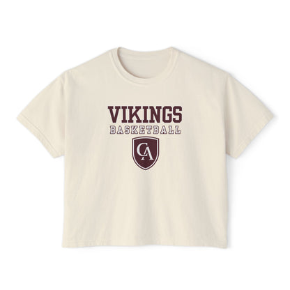 Women's Columbus Academy Vikings Basketball Graphic Boxy Crop Short Sleeve Tee