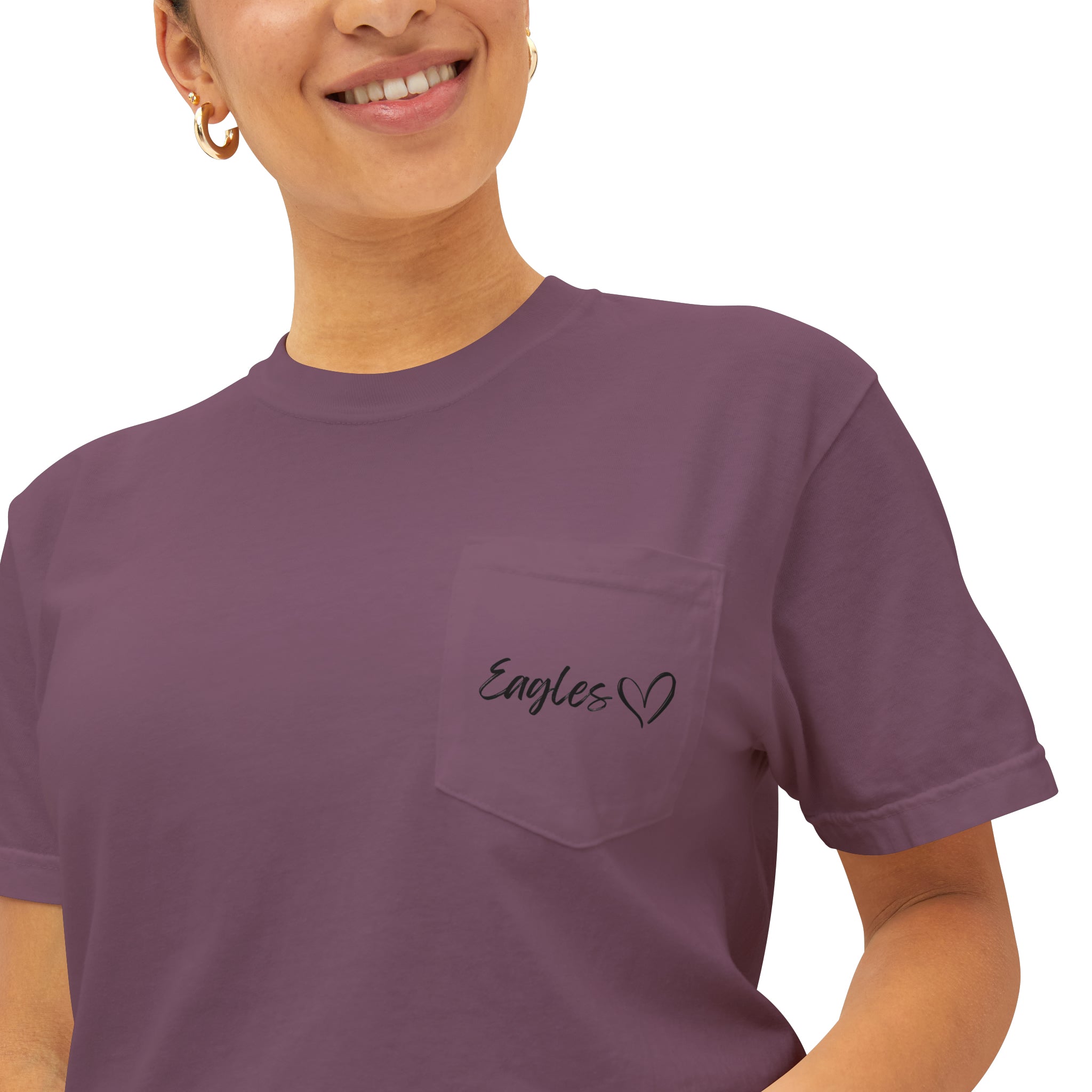 Women's Team Heart Print Pocket Tee  - New Albany Eagles