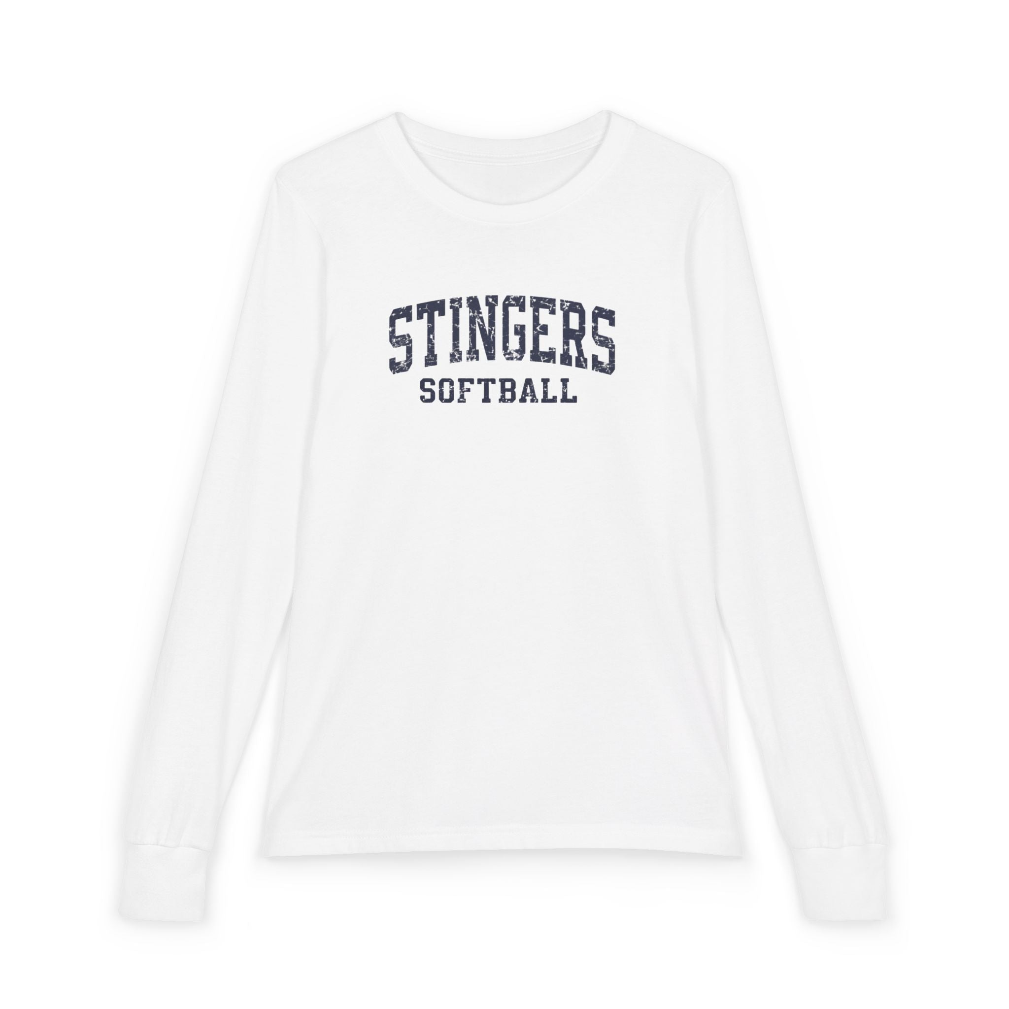 Youth Stingers Softball Vintage Distressed Graphic Bella + Canvas Long Sleeve Soft Tee