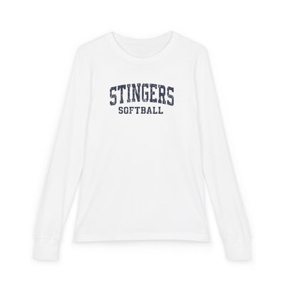 Youth Stingers Softball Vintage Distressed Graphic Bella + Canvas Long Sleeve Soft Tee