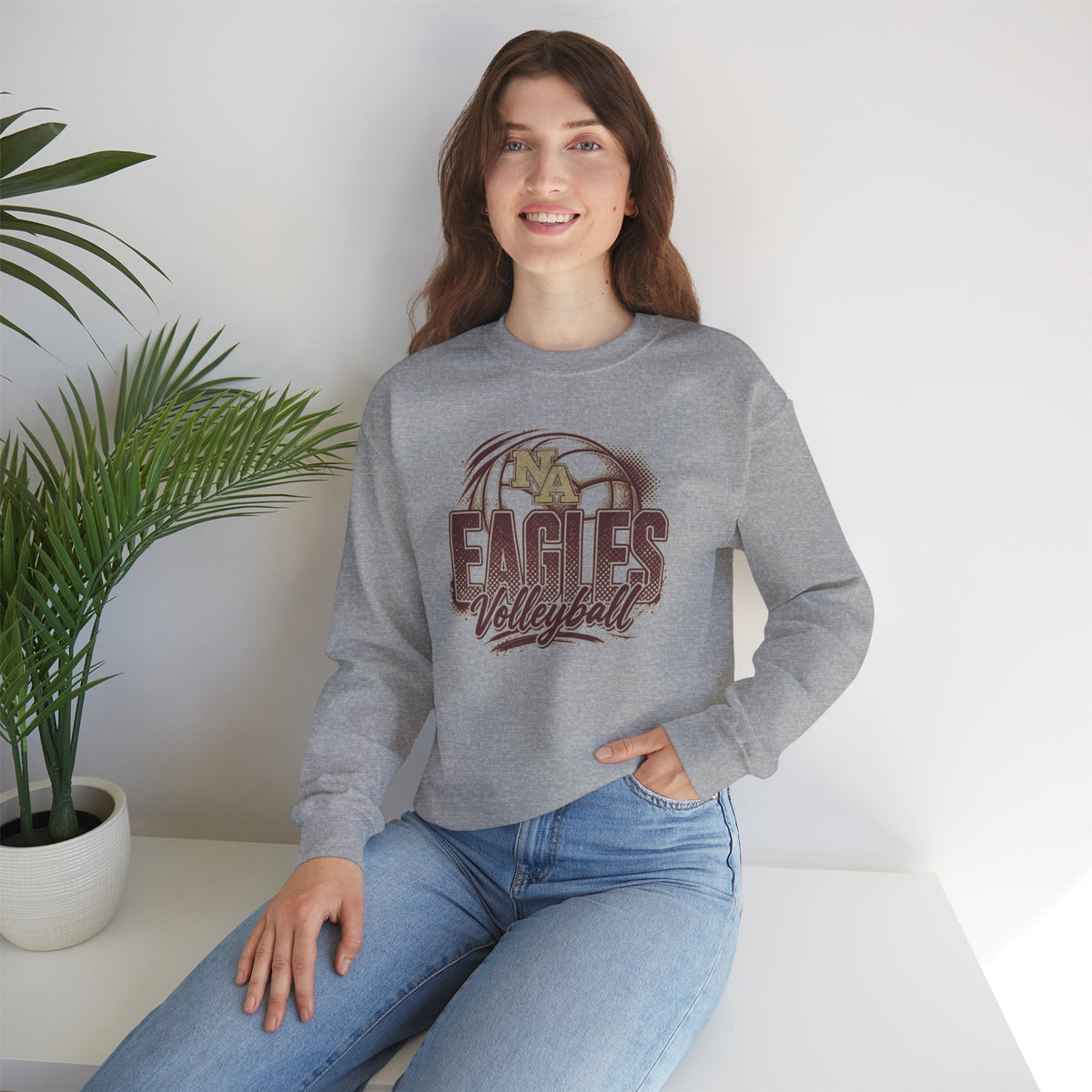 Adult Unisex New Albany Eagles Ombre Volleyball Graphic Sweatshirt