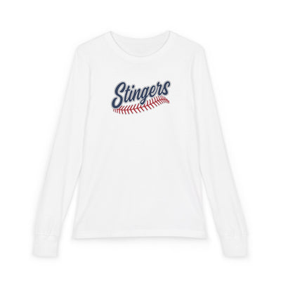 Youth Stingers Softball Stitches Graphic Bella + Canvas Long Sleeve Soft Tee