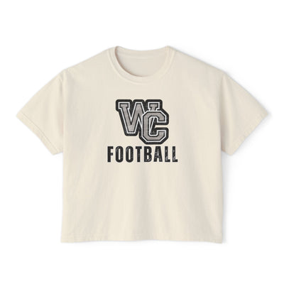 Women's Vintage Distressed Westerville Central Football Graphic Boxy Crop Short Sleeve Tee