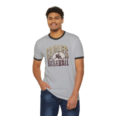 Adult Unisex New Albany Eagles Distressed Dugout Graphic Short Sleeve Ringer Tee
