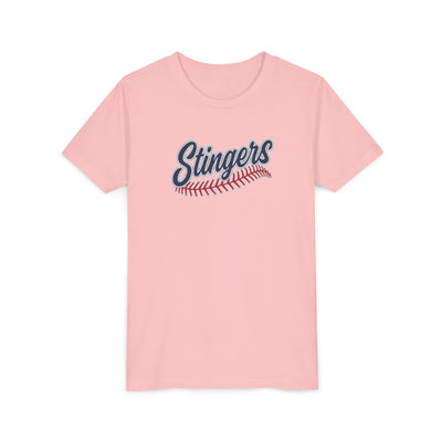 Youth Stingers Softball Stitches Graphic Short Sleeve Bella + Canvas Soft Tee