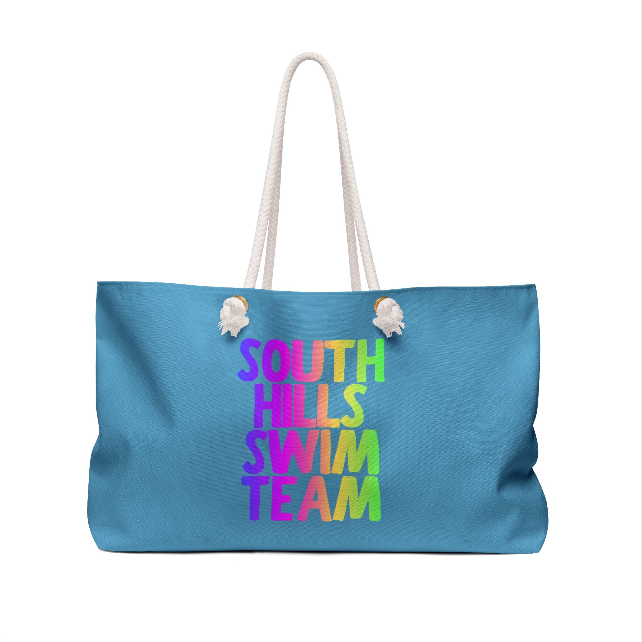 South Hills Swim Team Neon Rainbow Graphic Large Summer Tote