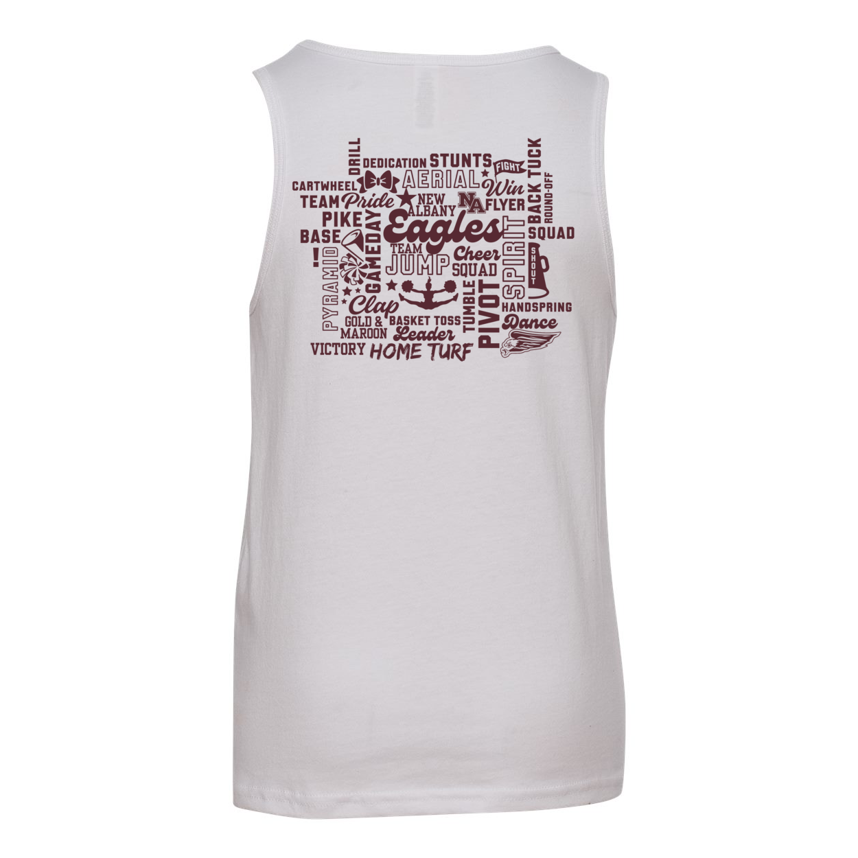 Youth Cheer Words with Back Graphic Tank - New Albany Eagles