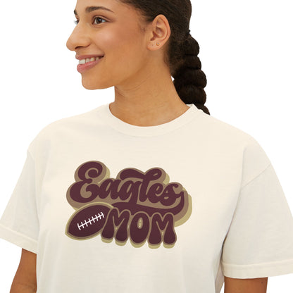 Women's Retro Eagles Football Mom Boxy Crop Short Sleeve Graphic Tee