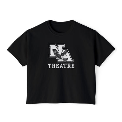 Women's White/Black Classic NA Theatre Logo Graphic Boxy Crop Short Sleeve Tee