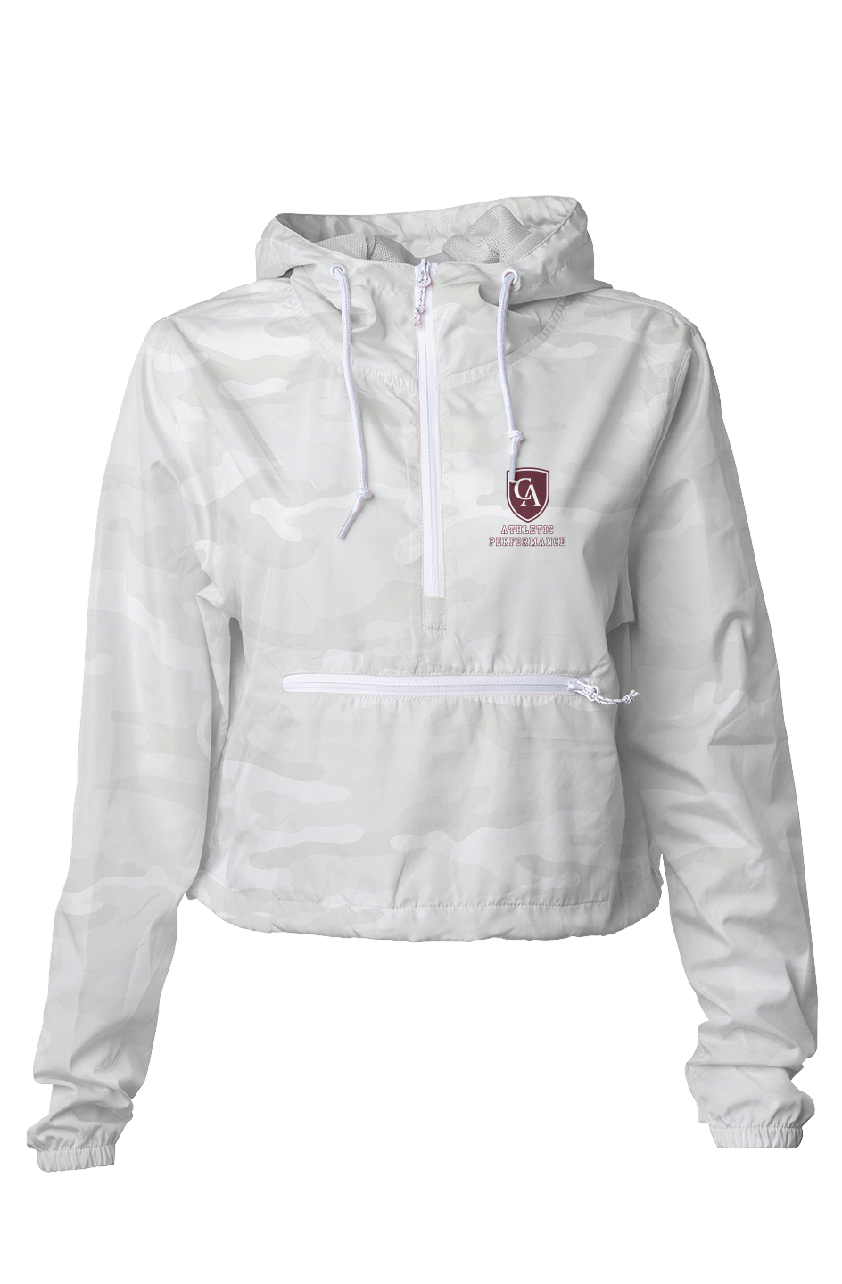White Camo Crop Windbreaker Athletic Performance