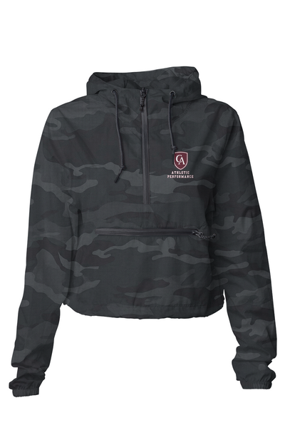 Black Camo Crop Windbreaker Athletic Performance