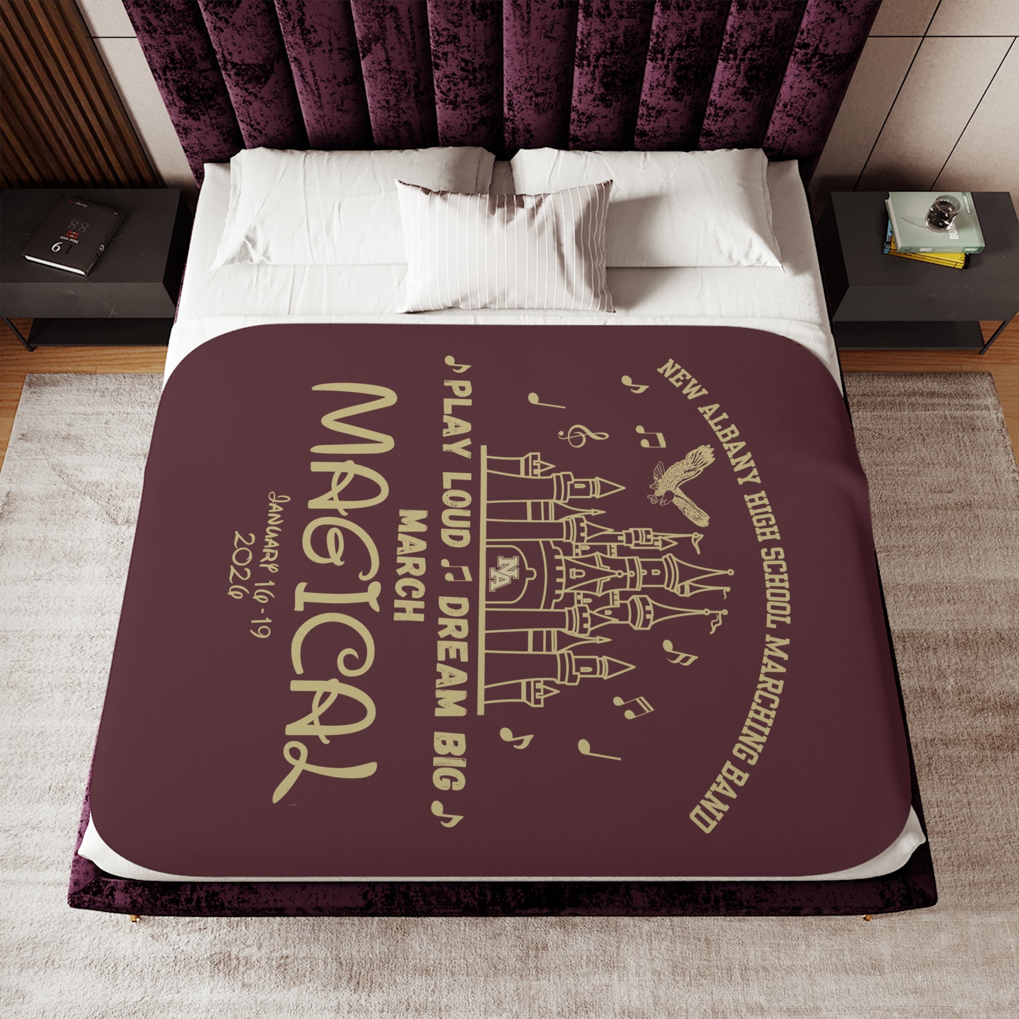 NAHS Marching Band March Magical Graphic So-Soft Sherpa Blanket