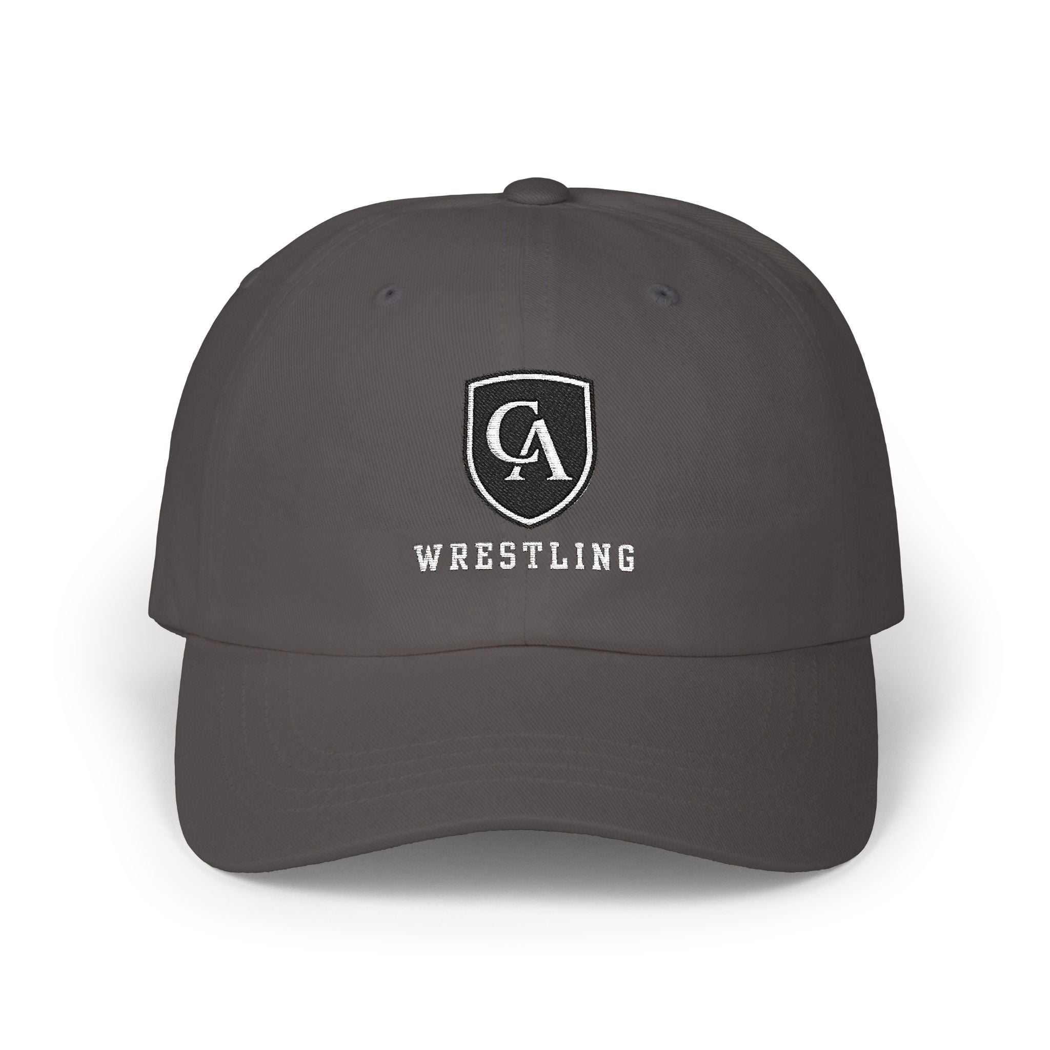 Adult Unisex Columbus Academy Vikings Wrestling White Embroidered Logo Dad Cap