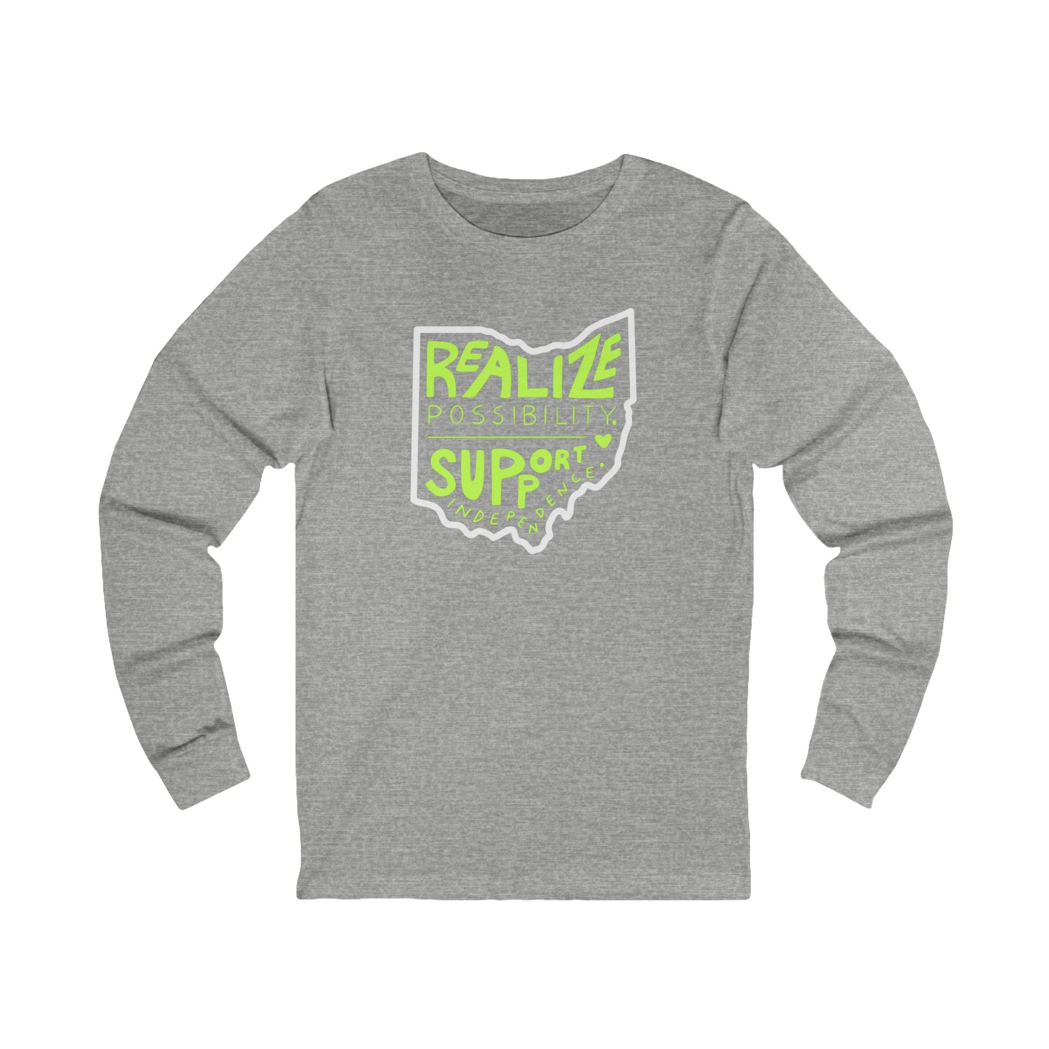 Adult Unisex Realize Possibility Support Independence Graphic Long Sleeve Soft Tee
