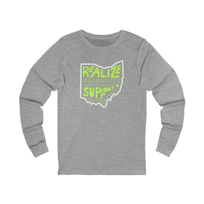 Adult Unisex Realize Possibility Support Independence Graphic Long Sleeve Soft Tee