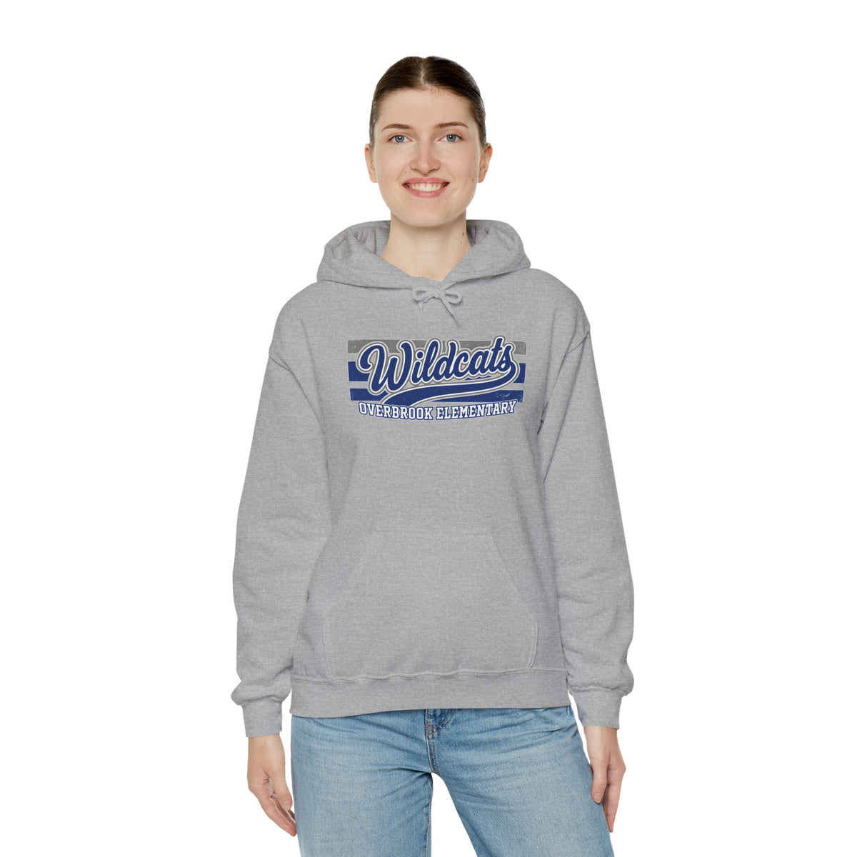 Adult Unisex Overbrook Elementary Wildcats Vintage Distressed Spirit Graphic Hoodie