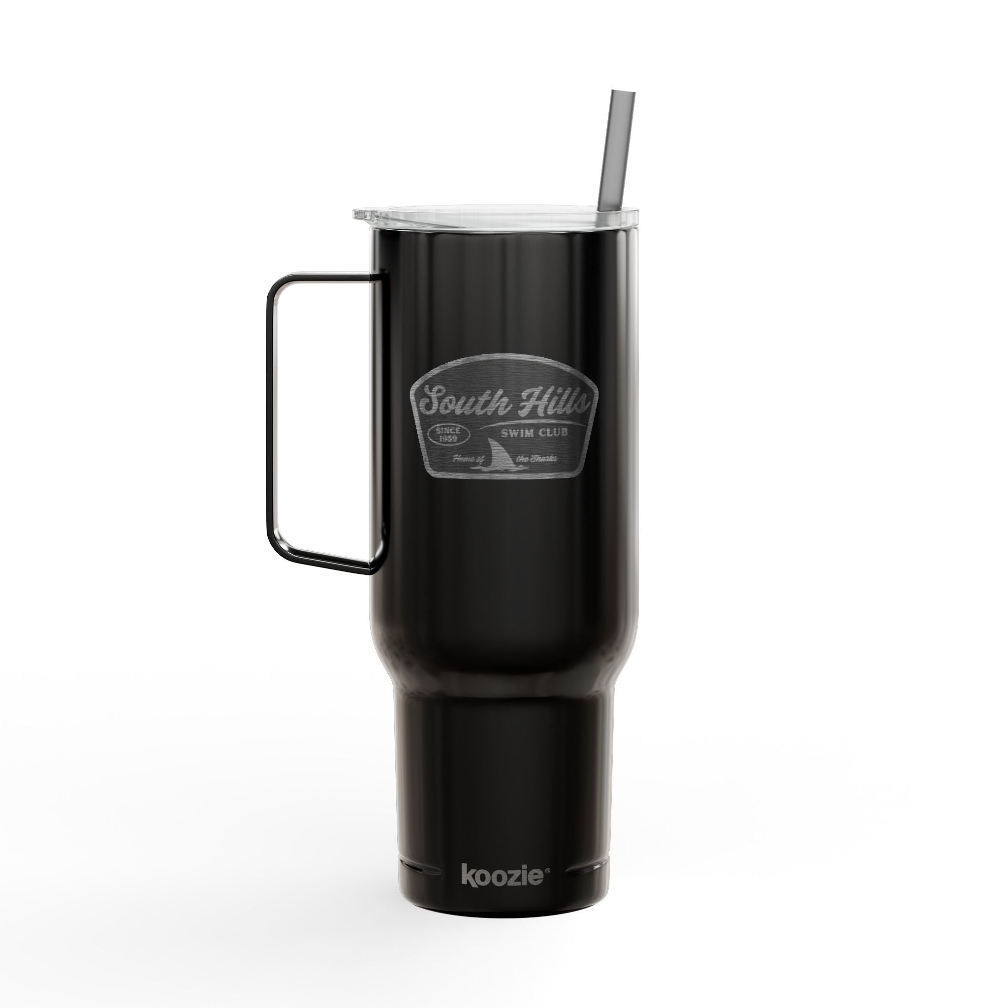 South Hills Swim Club Home of the Sharks Engraved 40oz Insulated Tumbler with Lid