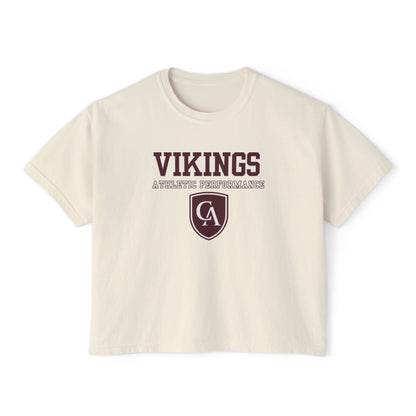 Women's Columbus Academy Vikings Athletic Performance Graphic Boxy Crop Short Sleeve Tee