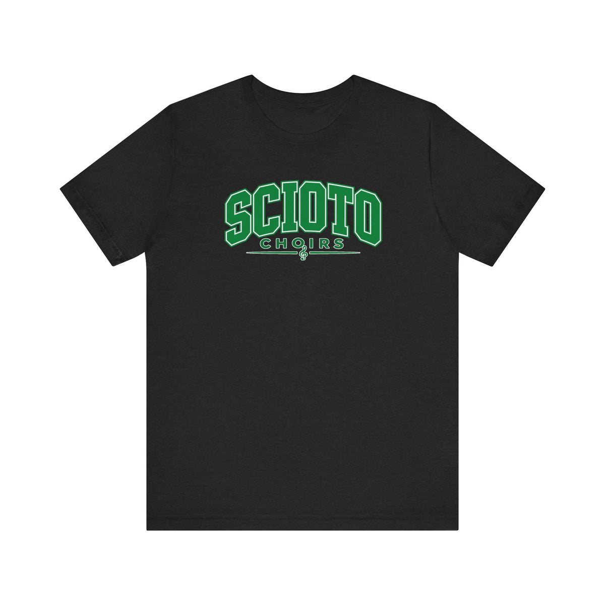 Adult Unisex Dublin Scioto Choirs Varsity Block Letter Graphic Short Sleeve Soft Tee