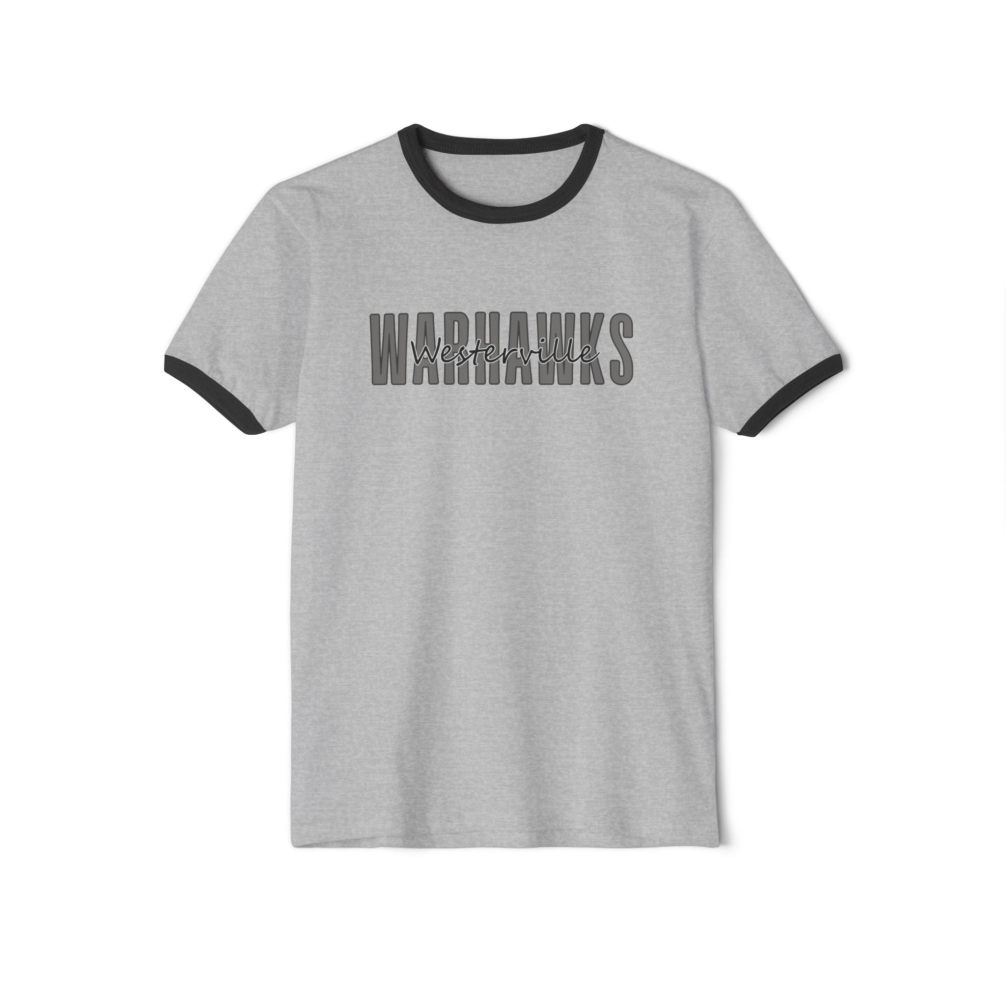 Adult Unisex Westerville Central Warhawks Spirit Script Graphic Short Sleeve Ringer Tee