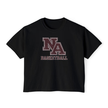 Women's New Albany Basketball Vintage Vibe Logo Graphic Boxy Crop Short Sleeve Tee