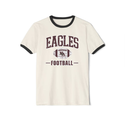 Adult Unisex Eagles Football Vintage Distressed Graphic Short Sleeve Ringer Tee