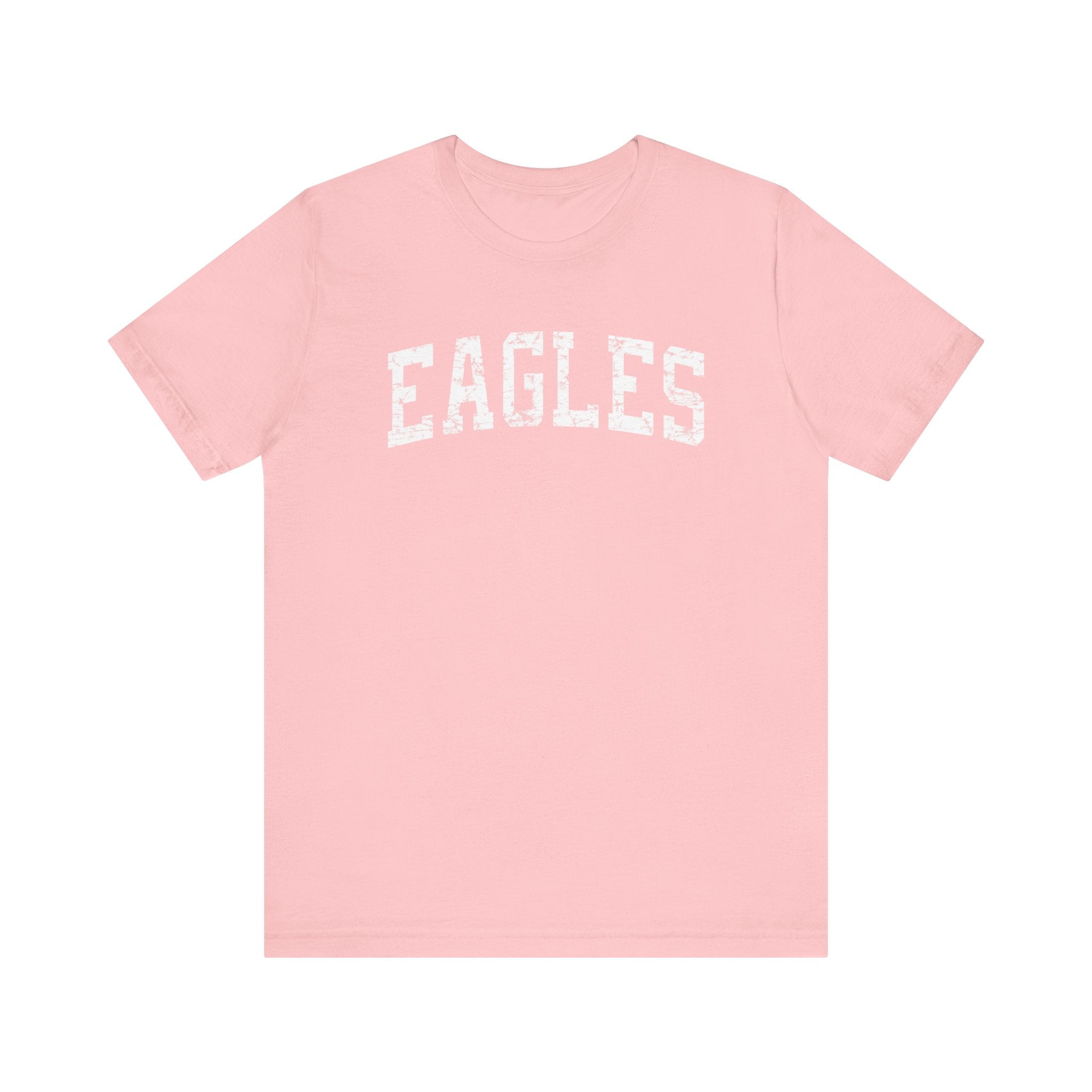 Adult Unisex Distressed Eagles Graphic Short Sleeve Soft Tee - PINK OCTOBER