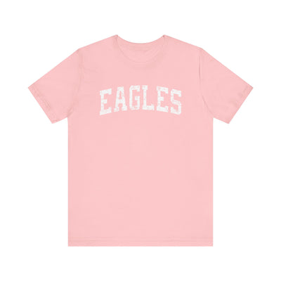 Adult Unisex Distressed Eagles Graphic Short Sleeve Soft Tee - PINK OCTOBER