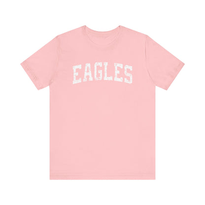 Adult Unisex Distressed Eagles Graphic Short Sleeve Soft Tee - PINK OCTOBER