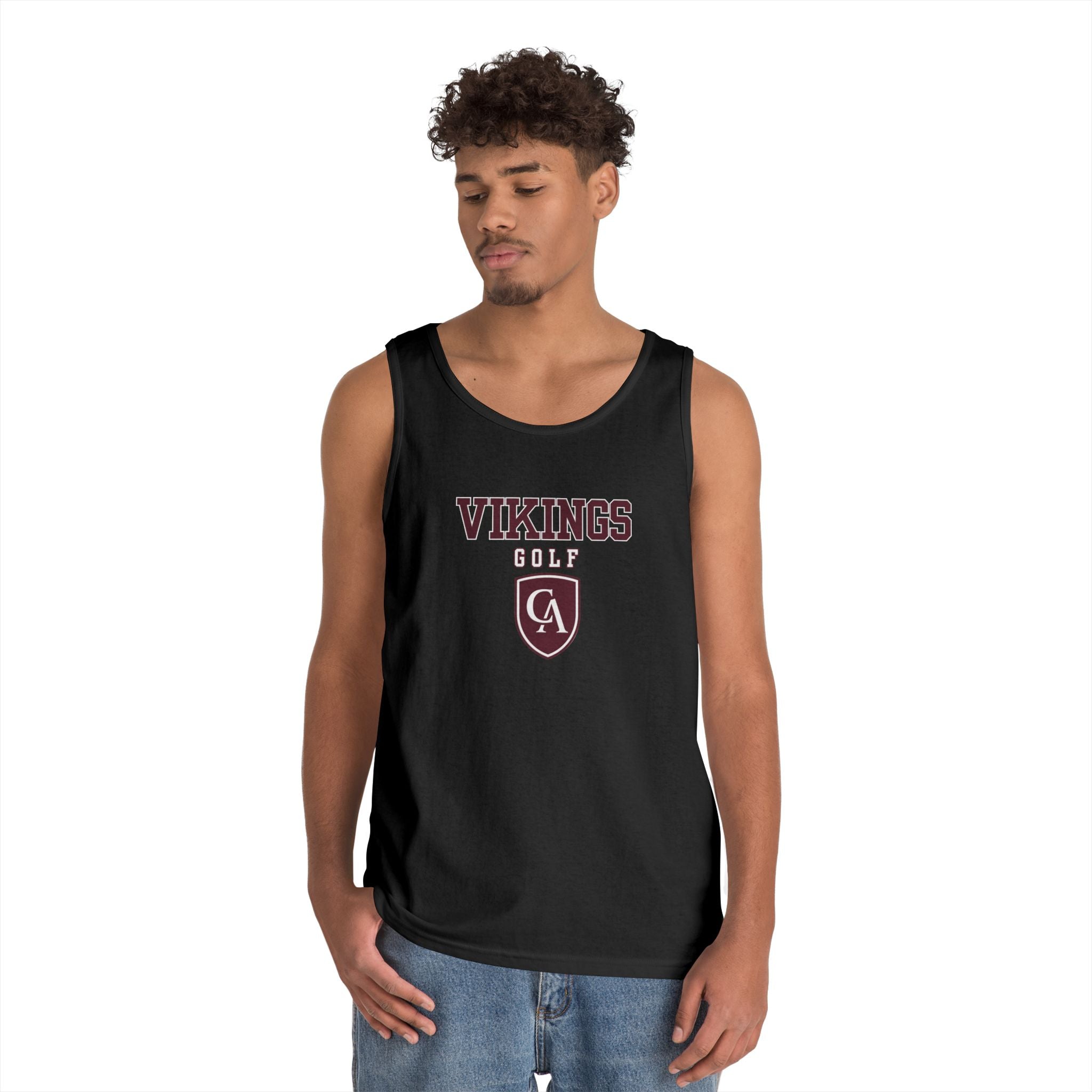 Adult Unisex Columbus Academy Vikings Golf Graphic Gildan Heavy Blend Cotton Tank