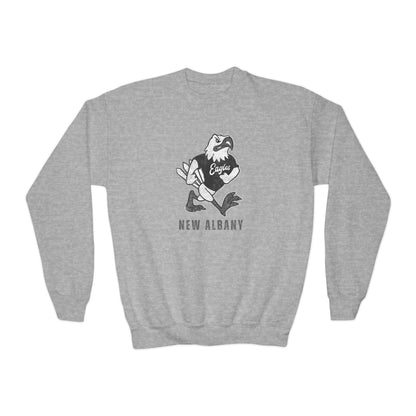 Youth New Albany Black and White Vintage Fighting Eagle Graphic Sweatshirt