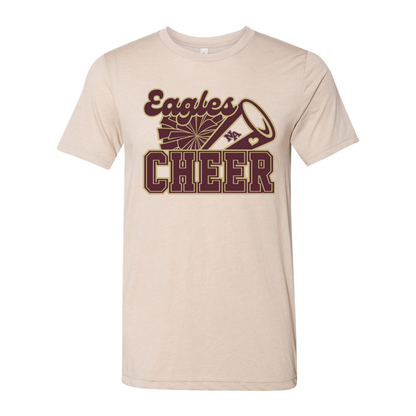 Adult Unisex Super Soft Megaphone Cheer Short Sleeve Graphic Tee - New Albany Eagles