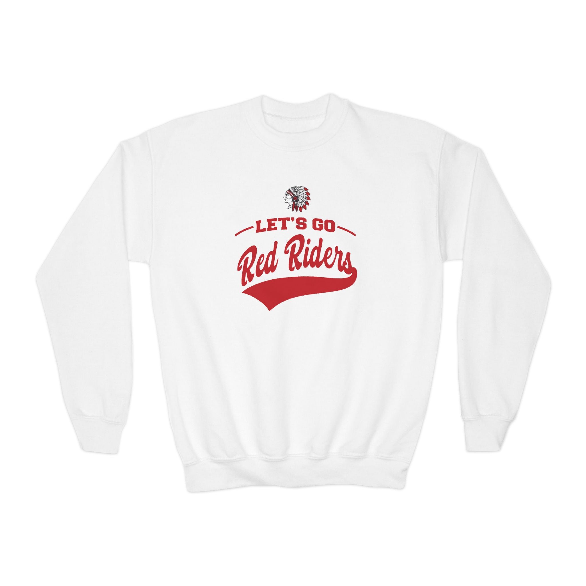 Youth Let's Go Red Riders Graphic Gildan Heavy Blend Sweatshirt