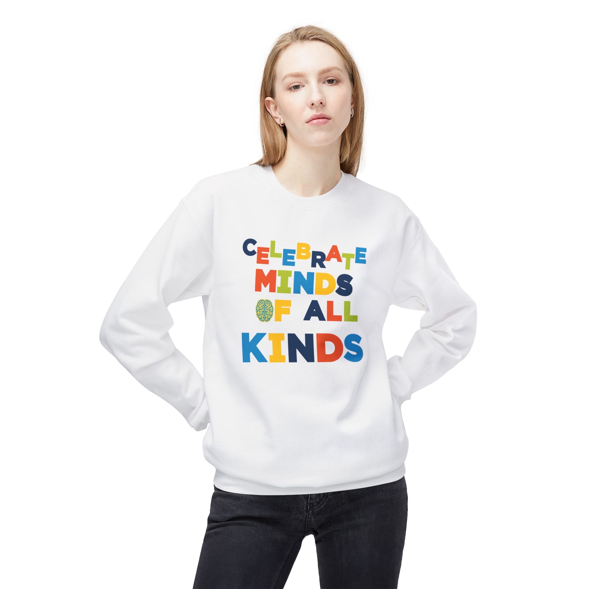 Adult Unisex Celebrate Minds Of All Kinds Graphic Soft Style Sweatshirt