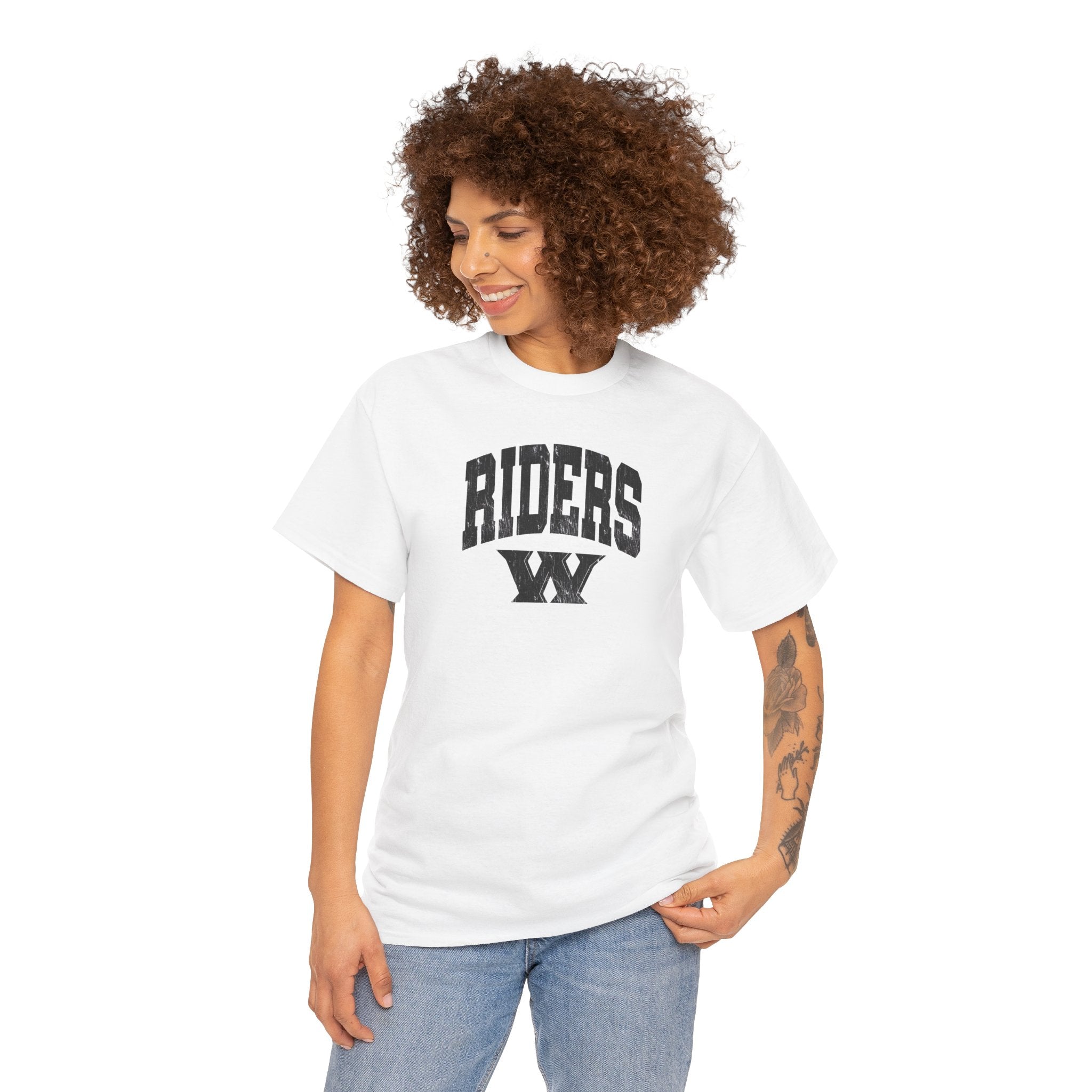 Adult Unisex Riders Arch Vintage Distressed W Graphic Short Sleeve Gildan Heavy Tee